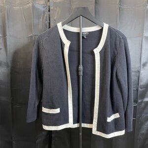 Women's black and White Sweater Cardigan